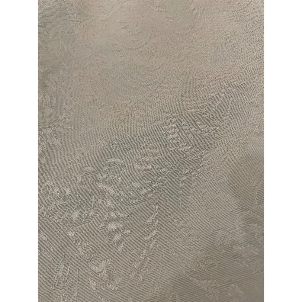 Vintage Ivory Damask Christmas Tree Skirt Gold Rope Trim 52 Inch Button Front